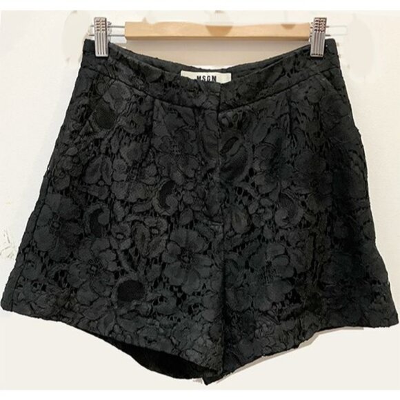 MSGM italian designer black lace broderie shorts, fully lined, EU 40, US 8 - Picture 2 of 5